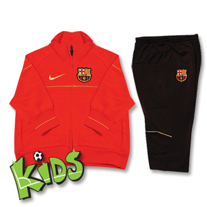 08-09 Barcelona Knit Warm-Up Suit - Boys - Light Red/Gold