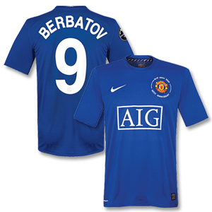 Nike 08-09 Man Utd 3rd Shirt   Berbatov 9 (C/L Style)   C/L Winners Patches