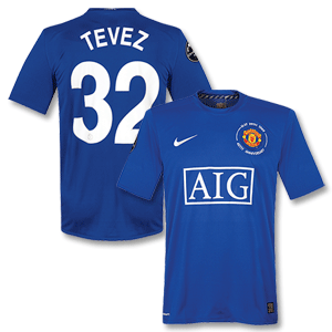 Nike 08-09 Man Utd 3rd Shirt   Tevez 32 (C/L Style)   C/L Winners Patches