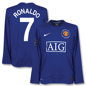 Nike 08-09 Man Utd L/S 3rd Shirt   Ronaldo 7 (C/L Style)   C/L Winners Patches