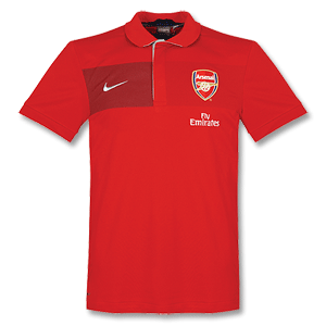 09-10 Arsenal Travel Polo Shirt - Red/Silver