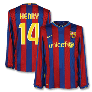 Nike 09-10 Barcelona Home L/S Shirt   Henry 14
