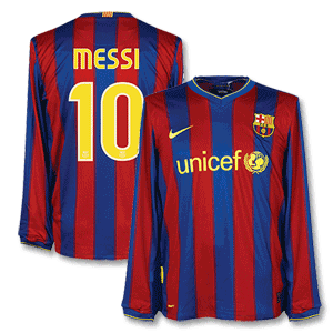 09-10 Barcelona Home L/S Shirt + Messi 10