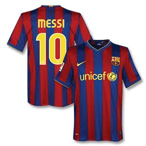 09-10 Barcelona Home Shirt + Messi 10