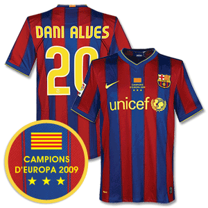 Nike 09-10 Barcelona Home Shirt   Winners Transfer   Dani Alves 20 *Delivery Mid-June