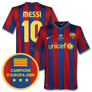 09-10 Barcelona Home Shirt + Winners Transfer + Messi 10 *Delivery Mid-June