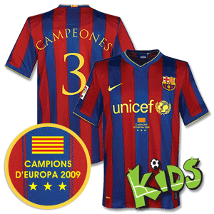 Nike 09-10 Barcelona Home Shirt - Boys   Campeones 3
