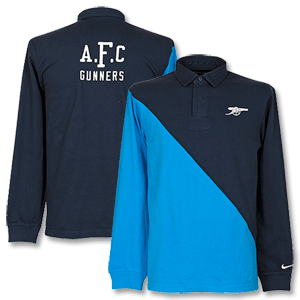 11-12 Arsenal Cotton L/S Rugby Shirt - Navy/Sky