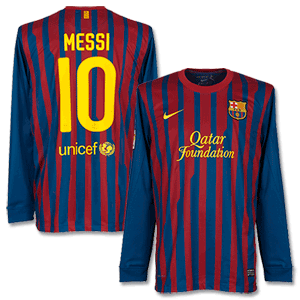 11-12 Barcelona Home L/S Shirt + Messi 10