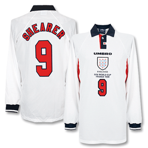 Nike 97-99 England Home L/S Shirt   FIFA 98 Emb   Shearer 9 - Players