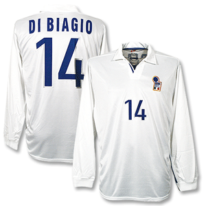 Nike 98-99 Italy Away L/S Shirt   D. Baggio No. 11 - No Swoosh - Players