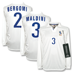 Nike 98-99 Italy Away L/S Shirt   Maldini No. 3 - No Swoosh