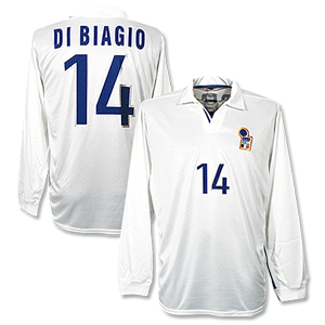 Nike 98-99 Italy Away L/S shirt   No.14 Di Biaggio - No Swoosh - Players
