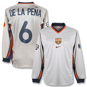 Nike 99-01 Barcelona Away C/L L/S Shirt   de la Pena No. 6 - Players
