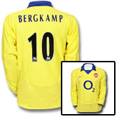 Arsenal Away Shirt Long Sleeved 2003/04 with Bergkamp 10 printing.