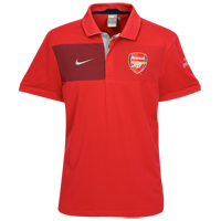Arsenal Travel Polo Shirt - Red/Silver/Silver.