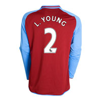 Aston Villa Home Shirt 2008/09 with L. Young 2