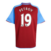 Nike Aston Villa Home Shirt 2008/09 with Petrov 19