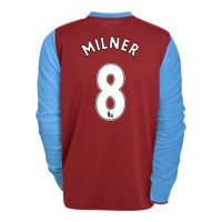 Nike Aston Villa Home Shirt 2009/10 with Milner 8