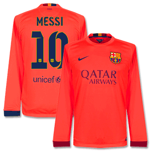Barcelona Away L/S Messi Shirt 2014 2015