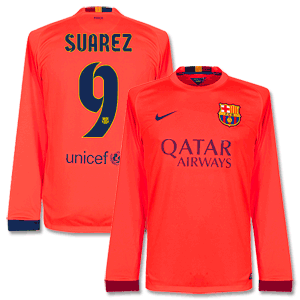 Nike Barcelona Away L/S Suarez Shirt 2014 2015
