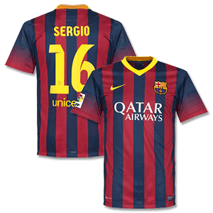 Nike Barcelona Home Shirt 2013 2014   Sergio 16