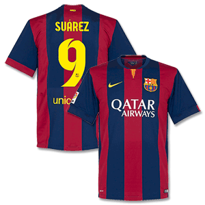 Barcelona Home Suarez Shirt 2014 2015