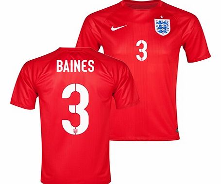 England Match Away Shirt 2014 Red with Baines 3