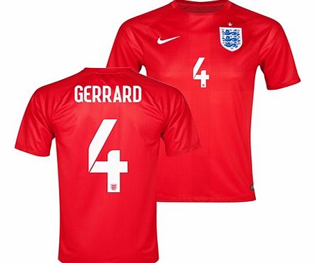 England Match Away Shirt 2014 Red with Gerrard 4