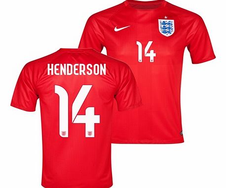 England Match Away Shirt 2014 Red with Henderson
