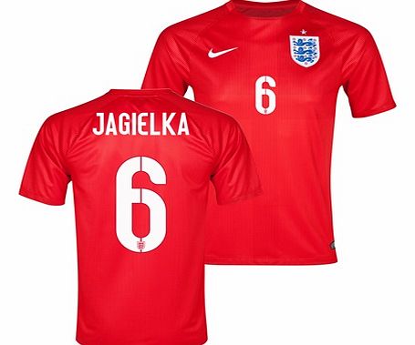 England Match Away Shirt 2014 Red with Jagielka