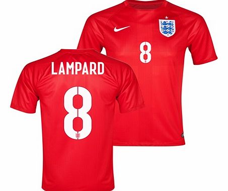 England Match Away Shirt 2014 Red with Lampard 8