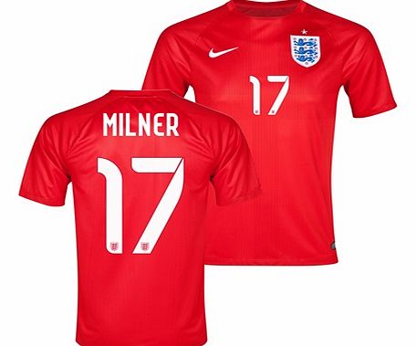 England Match Away Shirt 2014 Red with Milner 17