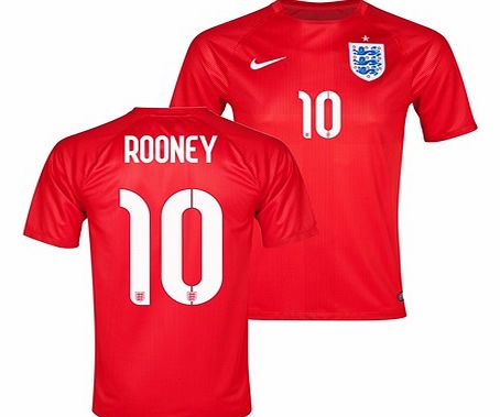 England Match Away Shirt 2014 Red with Rooney 10