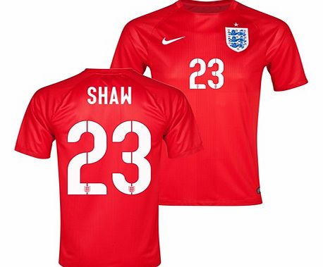 England Match Away Shirt 2014 Red with Shaw 23