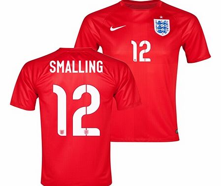 England Match Away Shirt 2014 Red with Smalling