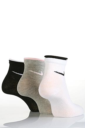 Nike Ladies 3 Pair Nike Roll Cuff Anklets In 2 Colours White