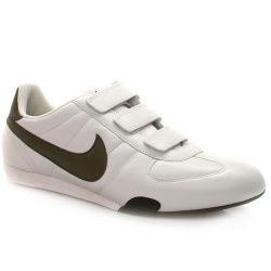 Male Sprint Bro V Leather Upper Fashion Trainers in White and Green