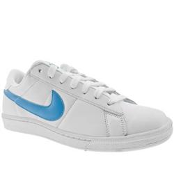 Male Tennis Classic Leather Upper Fashion Trainers in White and Blue