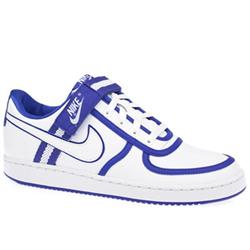 Male Vandal Low U Leather Upper Fashion Trainers in White and Navy
