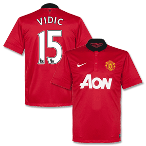 Nike Man Utd Home Shirt 2013 2014   Vidic 15