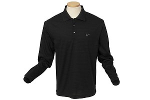 Nike Mens Tiger Woods Dri-Fit Long Sleeve Solid Polo