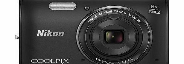 Nikon Coolpix S5300 Compact Digital Camera - Black (16.0MP, 8x Optical Zoom) 3.0 inch LCD with Wi-Fi