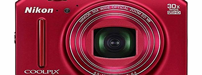 Nikon COOLPIX S9700 Compact Digital Camera - Red (16.0 MP, 30x Zoom) 3.0 inch OLED with Wi-Fi and GPS