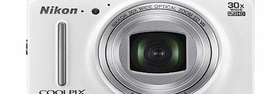 Nikon COOLPIX S9700 Compact Digital Camera - White (16.0 MP, 30x Zoom) 3.0 inch OLED with Wi-Fi and GPS