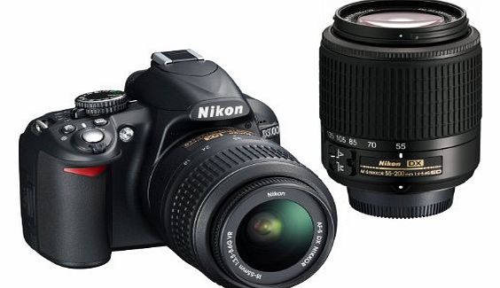 Nikon D3100 Digital SLR Camera with 18-55mm VR and 55-200mm Lens Kit (14.2MP, CMOS Sensor) 3 inch LCD