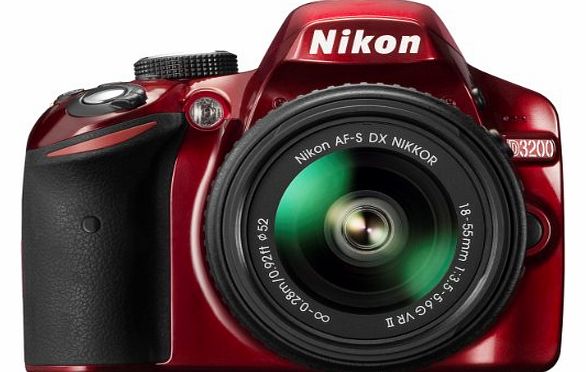 Nikon D3200 Digital SLR with 18-55mm VR II Compact Lens Kit - Red (24.2 MP) 3.0 inch LCD