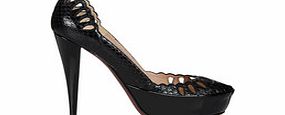 Nina Ricci Black leather scalloped edge heels