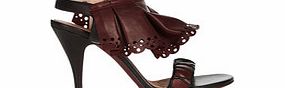 Brown laser-cut panel high heels