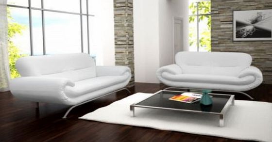 Nina STUNNING NEW NINA 3 2 SEATER WHITE FAUX LEATHER SOFA **FOAM FILLED**